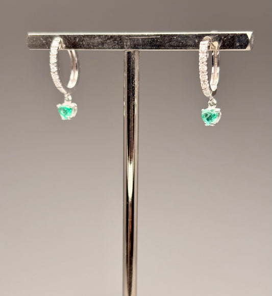 Orecchini Pendente Cuore Smeraldo